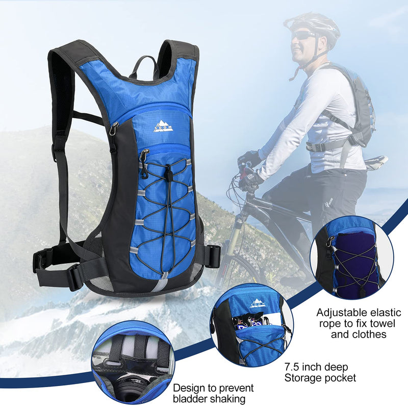 Hydration Backpack with 2L Leak-Proof Water Bladder, Water Backpack for Short Day Hikes, Day Trips and Cycling Blue - BeesActive Australia