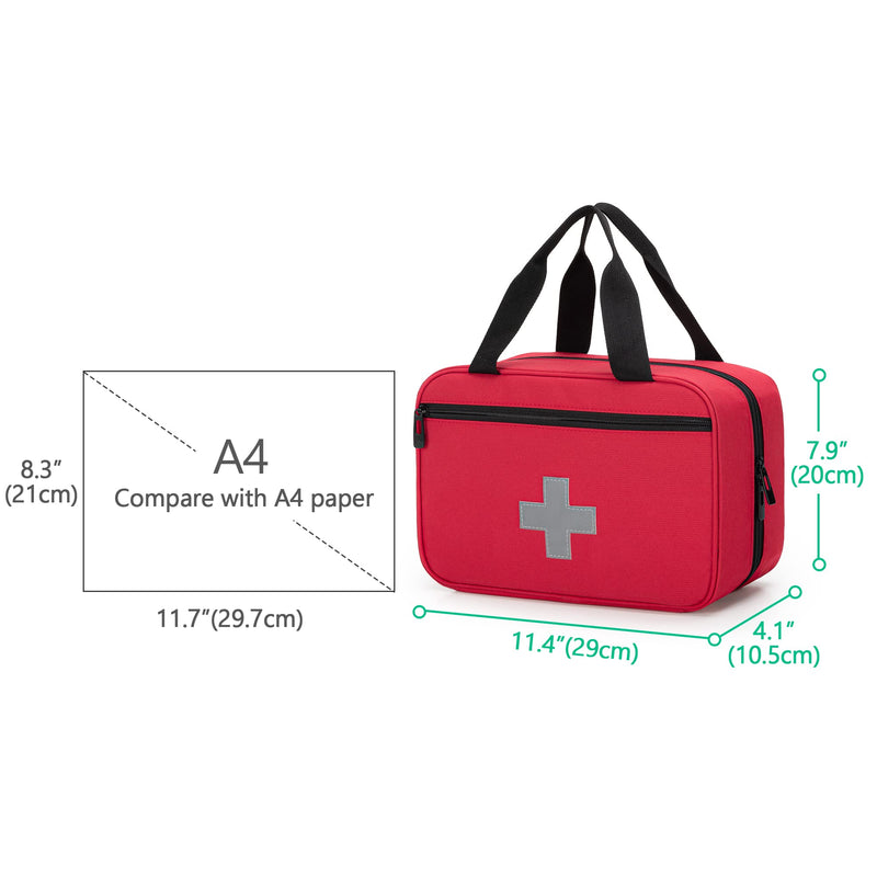 CURMIO Small First Aid Bag, Medicine Storage Bag Empty for Hiking, Camping, Car, Travel, Family and Outdoor, Red (Bag ONLY) - BeesActive Australia