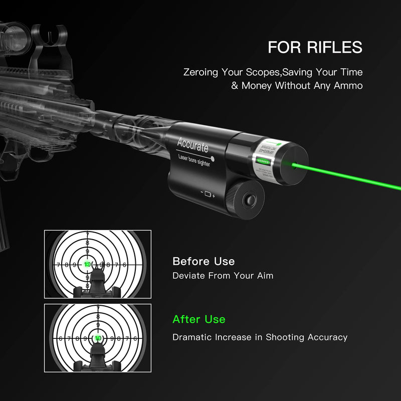 Tyseam Universal Laser Bore Sight Kit for .177 to 12GA Multiple Caliber Hunting, Rifles Pistol Barrel Laser Boresighter Kit for Zeroing Scopes, Optics & Iron Sight Green - BeesActive Australia