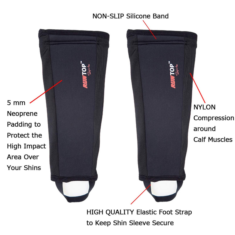 RUNTOP Neoprene Shin Sleeves for Rope Climbing Shin Guards Sleeves for Deadlifting Weightlifting Powerlifting Cross Fitness Training Box Jumping Compression Leg Calf Support Protector Men Women Black-Pair Medium - BeesActive Australia