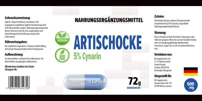 Hepatica Artichoke Extract 500mg 120 Vegan Capsules, 5% Cynarin, 3rd Party lab Tested, High Strength Supplement, Gluten and GMO Free - BeesActive Australia