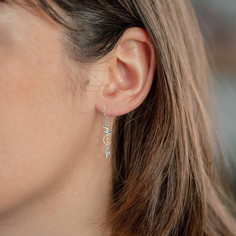 LINGBG JEWELRY Witch Broom Earrings 925 Sterling Silver Cross Earrings Infinity Earrings Skull Key Earrings for Women Chakra Earrings Feather Earrings Jewelry Gifts for Girls Friends 3# Earrings - BeesActive Australia