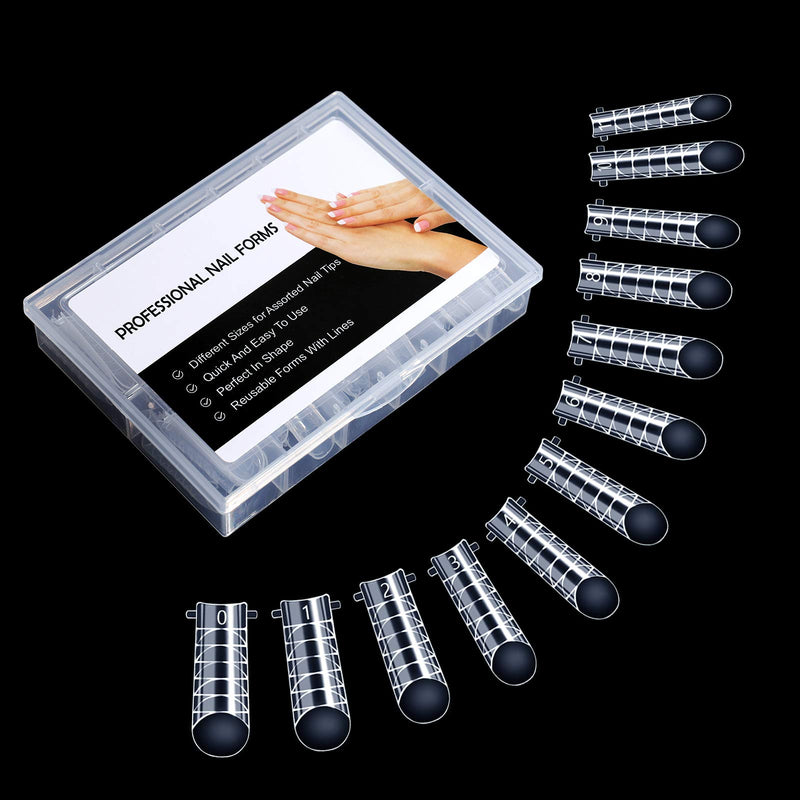 NMKL38 120Pcs Clear Dual Nail Forms Full Cover False Nail Tips Arched for Poly Nail Gel Extension Mold (U Shape) Mold A - BeesActive Australia