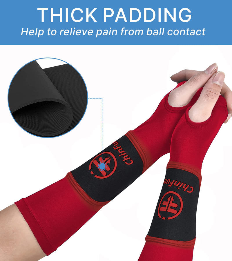 ChinFun Volleyball Arm Sleeves Passing Forearm Sleeves with Protection Pad Volleyball Gear for Youth Girls Women 1 Pair New-black & Red 12" - BeesActive Australia