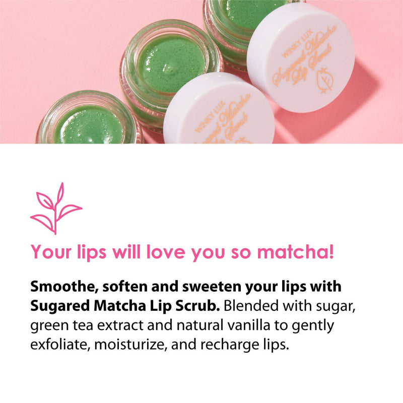 Winky Lux Sugared Matcha Lip Scrub | Exfoliating Lip Scrub with Green Tea Extract to Moisturize, Soften & Recharge Lips - BeesActive Australia