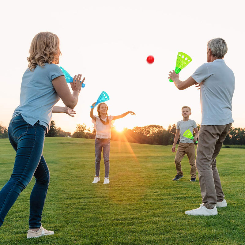 Outdoor Indoor Game Activities for Kids, Pop-Pass-Catch Ball Game with 4 Catch Launcher Baskets and 6 Balls, Birthday Party Favors Gifts Summer Beach Sport Toys for Kids Age 5 6 7 8 9 10+ and Adults - BeesActive Australia
