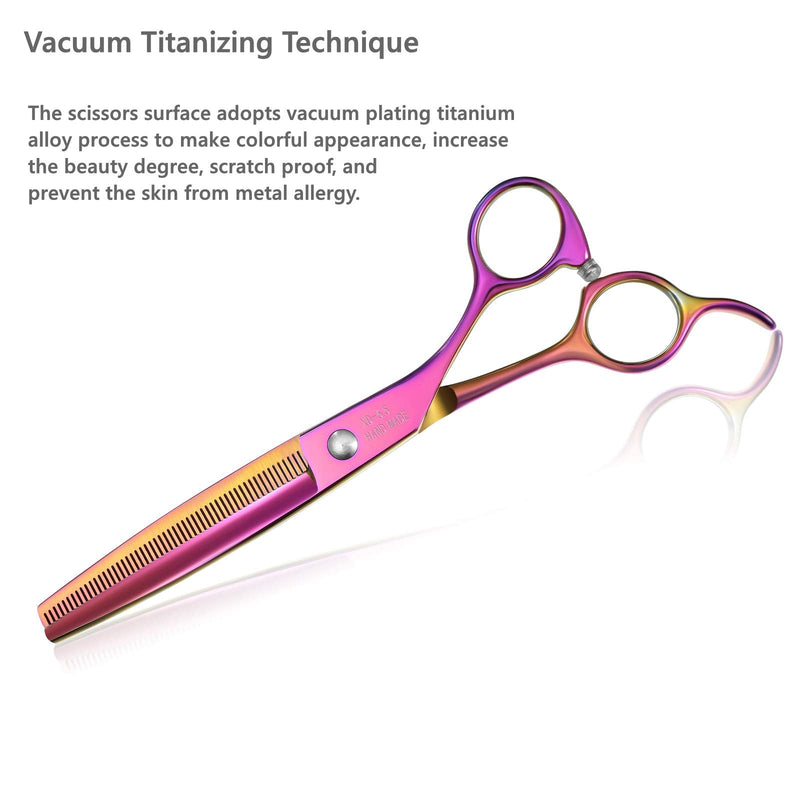 Purple Dragon 6.5" 55 Tooth Professional Pet Grooming Scissors - Dog Thinning/Blending Shears - Animal Hair Trimmer for Pet Groomer Pink - BeesActive Australia