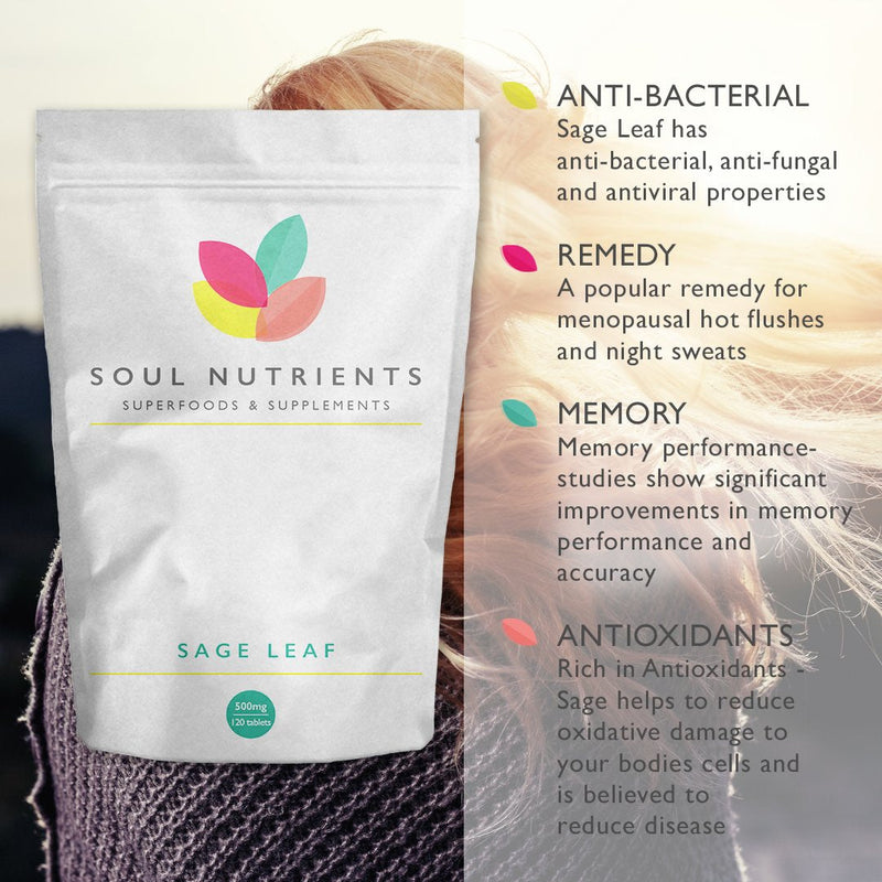Sage Leaf 800mg-3 packs-360 Tablets- Natural HRT Hot Flushes- Menopause-New 100% Recyclable Packaging - BeesActive Australia