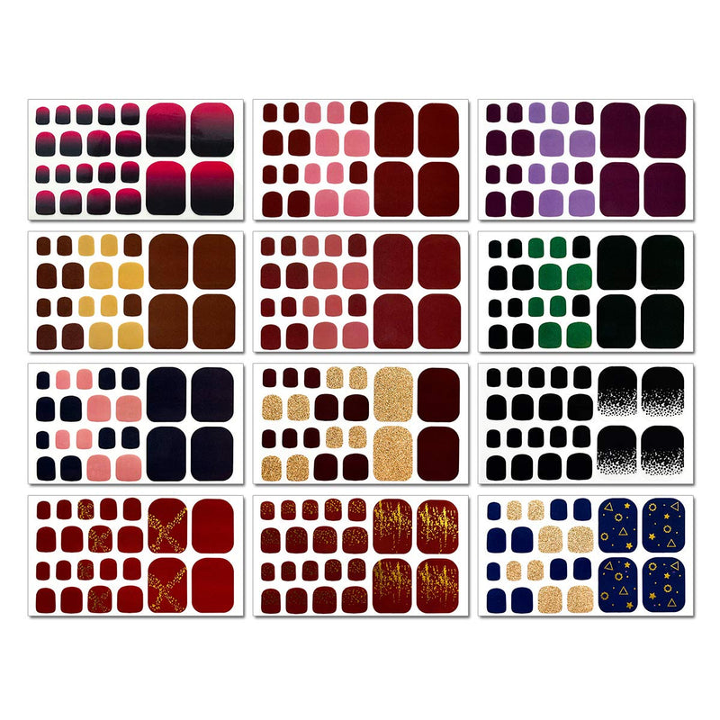 JERCLITY 20 Sheets Gel Toe Nail Polish Strips Stickers Nail Art for Girls Women with 1 Pc Nail File Stick On Nail Polish Decal Wraps Set KIT2 - BeesActive Australia