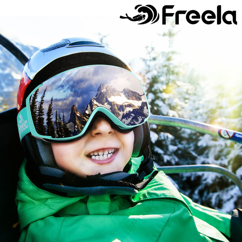 Freela Kids Ski Snowboard Goggles for Toddler(3-14) Youth Anti Fog Anti UV Goggles Girls Boys Snow Skiing Equipment Mirror Silver B 10%vlt - BeesActive Australia