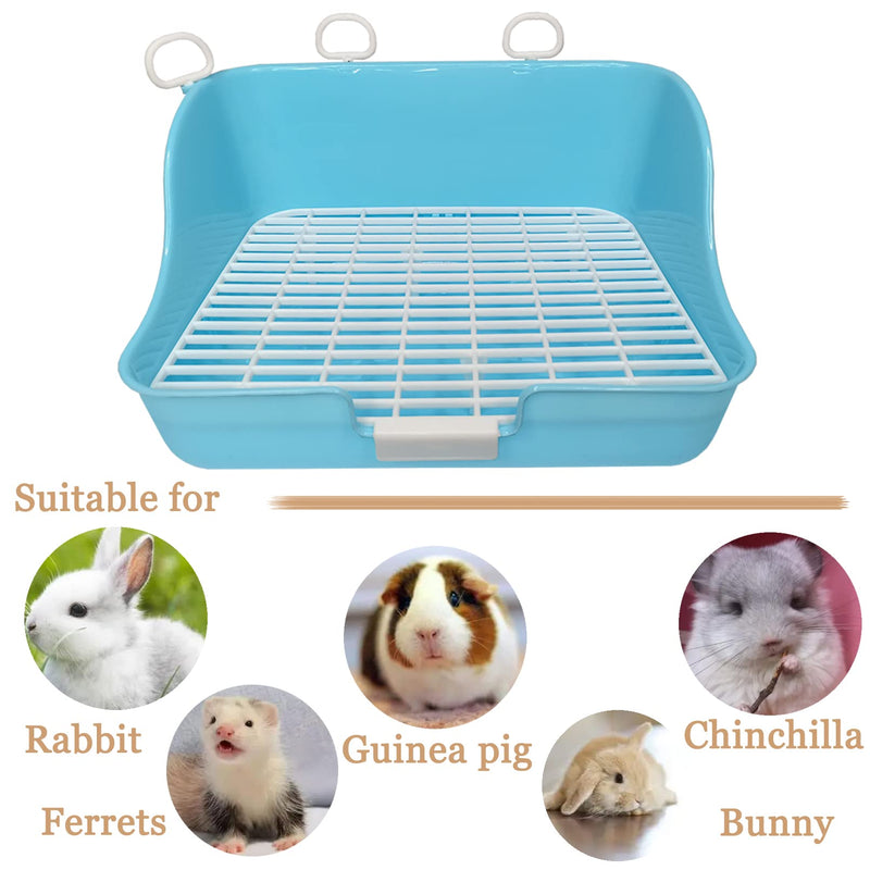 Hamiledyi Rabbit Litter Box, Small Animal Corner Potty Trainer, Bunny Toilet Pets Plastic Rectangle Cage Bedding Box Pet Pan with Chew Toys for Guinea Pigs Hamster Chinchilla Ferret - BeesActive Australia