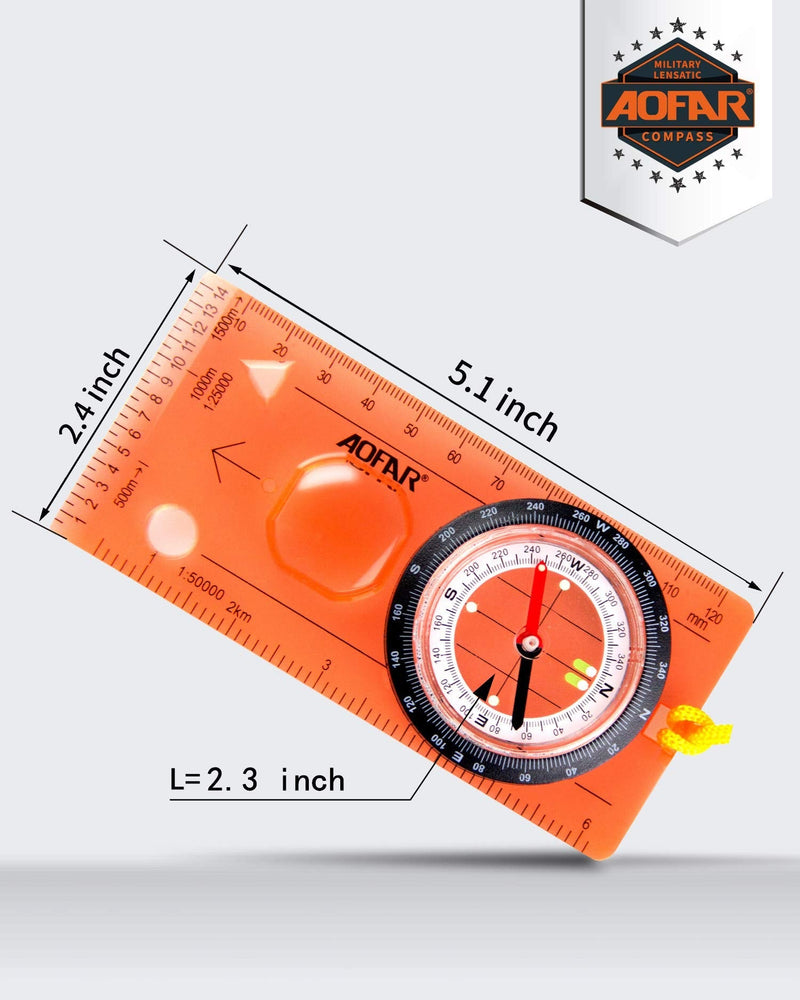 AOFAR Orienteering Compass for Hiking, Boy Scout Compass for Kids - Professional Field Compass for Map Reading,Navigation and Survival Lightweight - Mini Camping Compass Orange - BeesActive Australia