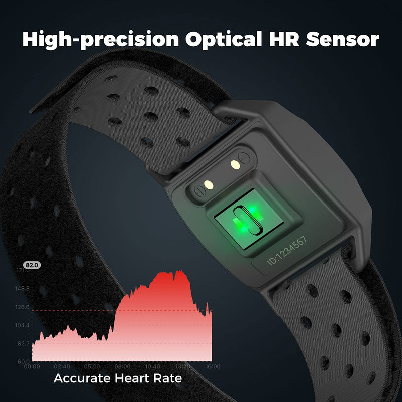 COOSPO Bluetooth & ANT+ Heart Rate Monitor Armband Optical HRM Sensor Waterproof IP67 Fitness Tracker Armband Compatible with Zwift, Wahoo Fitness, Endomondo, Peloton(One More Free Armband) - BeesActive Australia