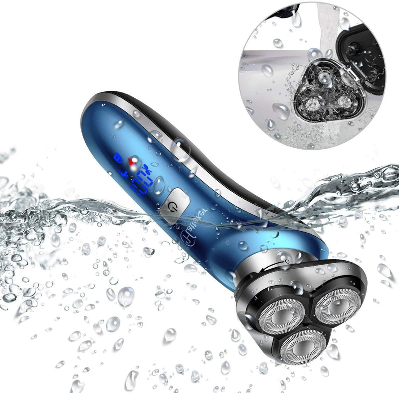 Hatteker Electric Shaver for Men Rotary Shaver Electric Razor Beard Trimmer Nose Hair Trimmer Cordless Wet Dry Face Brush 4 in 1 Blue - BeesActive Australia