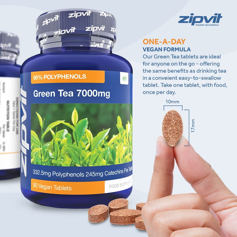 Green Tea Extract 7000mg Antioxidant, 95% Polyphenols. 90 Vegan Green Tea Tablets. 3 Months Supply. - BeesActive Australia