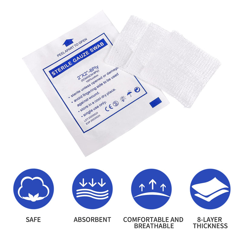 Exceart 30pcs Medical Gauze Pads Non Woven Gauze Sponge Non Stick Gauze Wipe Pads Wound Care Dressing Pads - BeesActive Australia