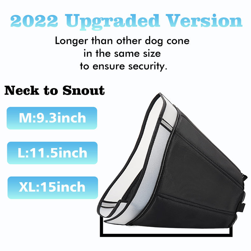 INKZOO Dog Cone Collar for After Surgery, Soft Pet Recovery Collar for Dogs and Cats, Adjustable Cone Collar Protective Collar for Large Medium Small Dogs Wound Healing Black - BeesActive Australia