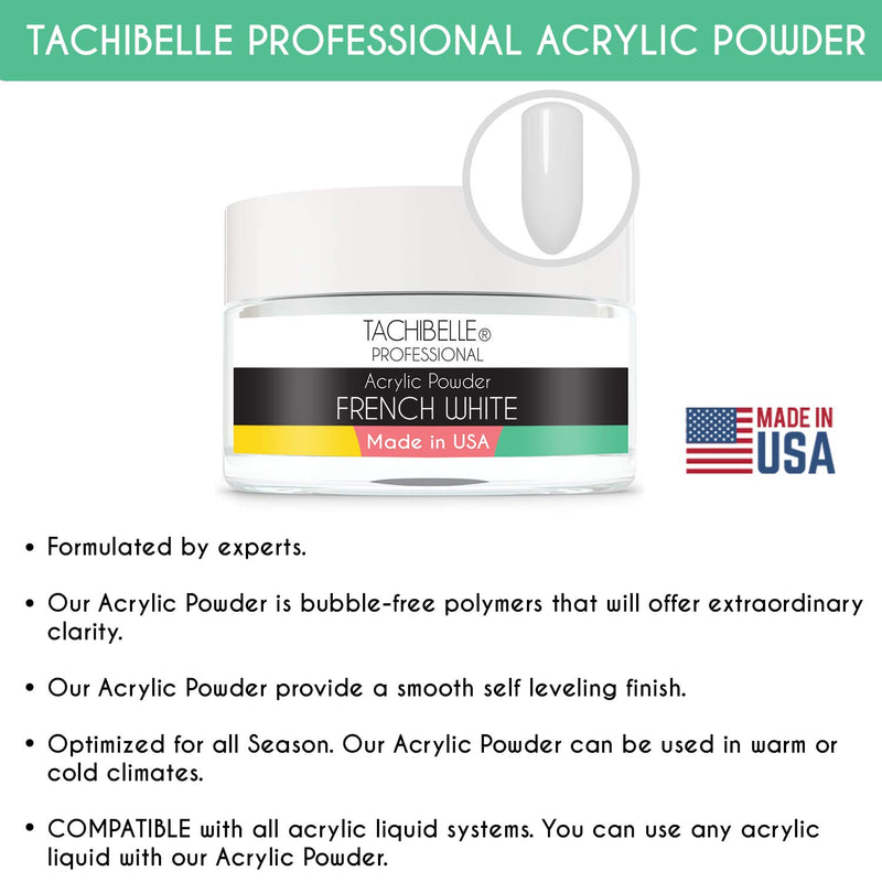 Tachibelle Professional Acrylic Nail System Acrylic Powder, 0.5 oz. Made in USA. Used in Professional Salons. (French White 0.5oz) French White 0.5oz - BeesActive Australia