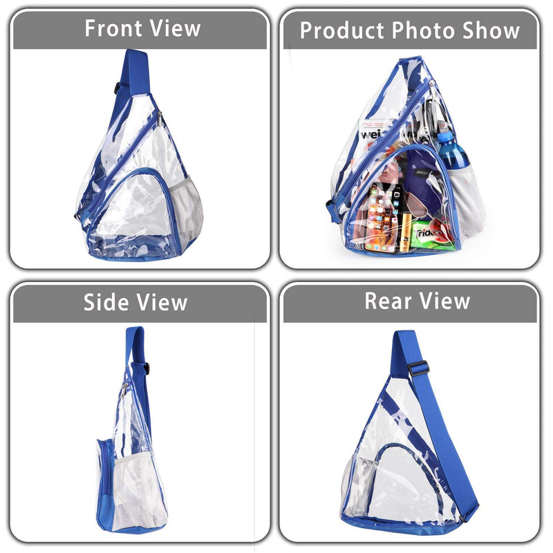 HULISEN Clear Bag, Sling Bag with Widened Adjustable Strap, CrossBody Bag with Extra External Pocket and Mesh Pocket, Strong Zipper, Stadium Approved (Blue) Blue - BeesActive Australia