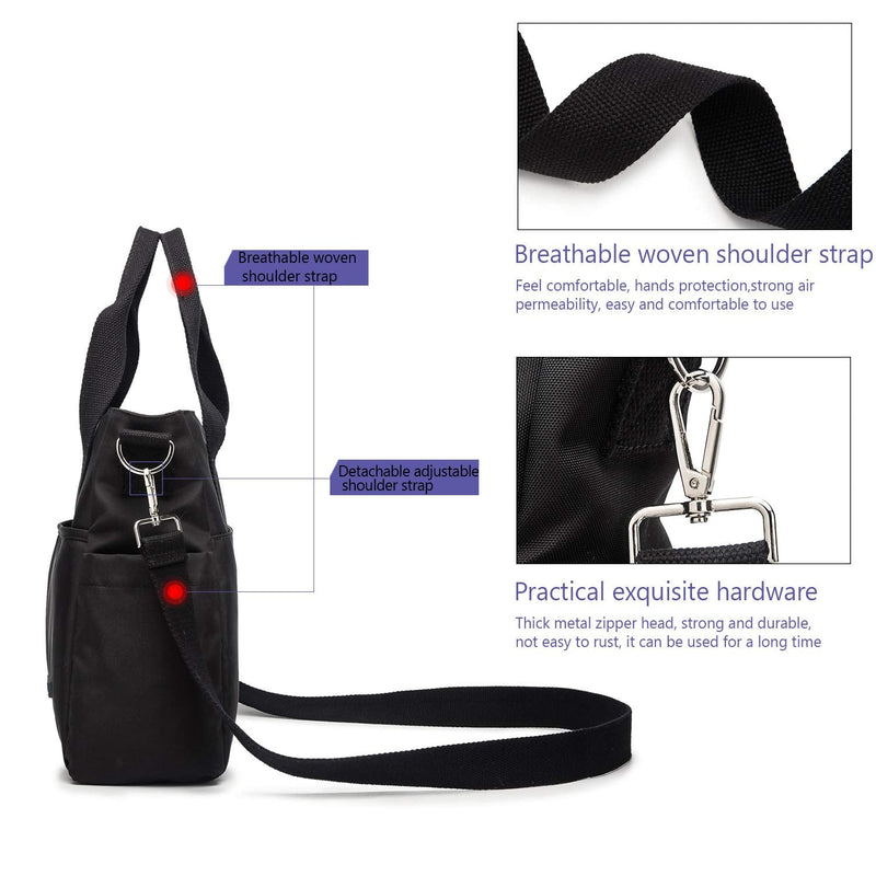 Small Changing Bag, ROYALFAIR Baby Nappy Changing Bag Diaper Bag for Mom & Dad Portable Messenger Tote Bag with Pram Clips(Black) Black - BeesActive Australia