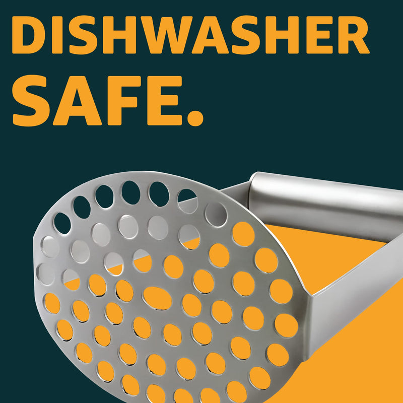 LURCH Germany Heavy Duty Potato Masher With Horizontal Handle | Avocado Masher | Versatile Food Masher For Vegetable | Made of Durable Stainless Steel | 7.5 Inches - Silver - BeesActive Australia