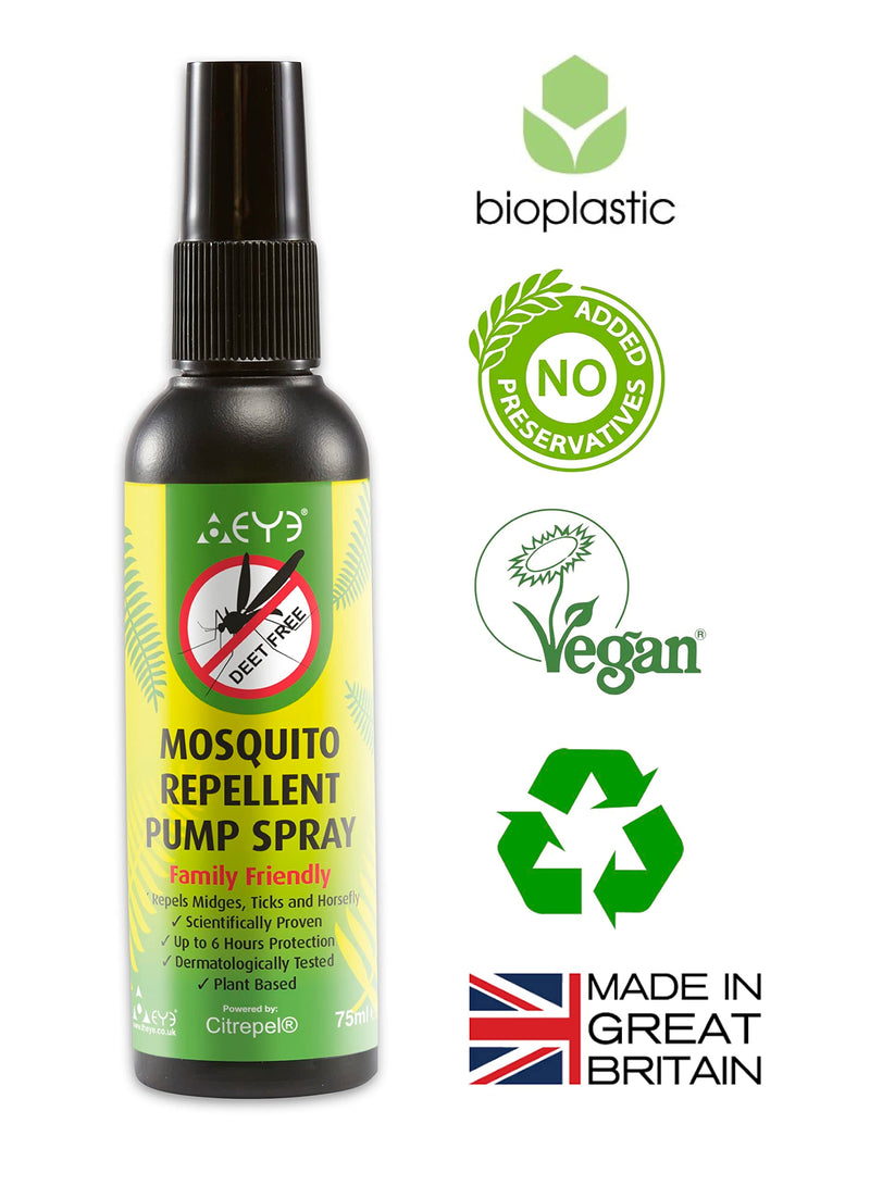 THEYE Insect Repellent Pump Spray Natural Deet & Preservative Free No Harmful Chemicals Insect Repellent 2 x 75ml - BeesActive Australia