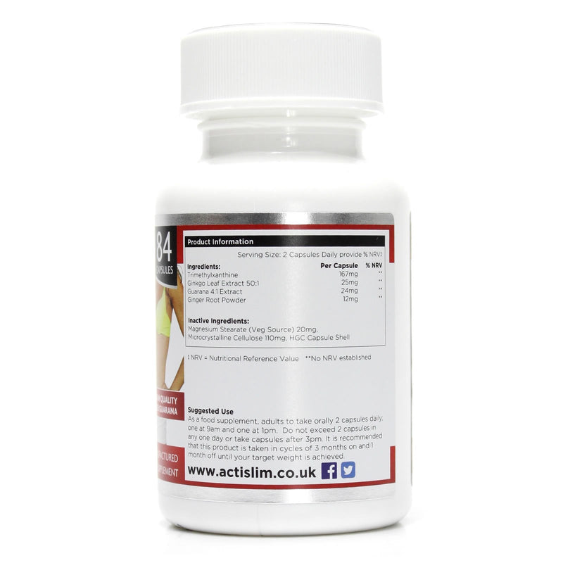 Actislim Ultra The UK's #1 Classic weight loss slimming pill, contains Ginkgo Leaf, Guarana, Ginger and Caffeine for a Subtle “POWERFUL” weight loss 6 Week course of a diet pill which really works - BeesActive Australia