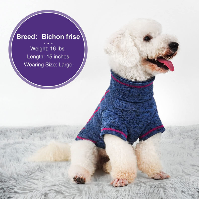 cyeollo Fleece Dog Sweater Reflective Zip Up Jacket Coat Dog Clothes Winter Coats for Small Medium Large Dogs Jackets Blue - BeesActive Australia