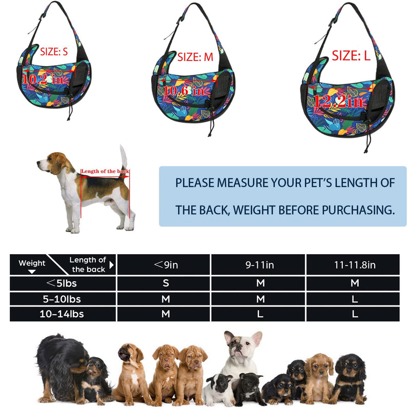 Pet Dog Sling Carrier Breathable Mesh Sling Bag Safe Hands Free Adjustable Dog Satchel for Small Dogs Cats to Outdoor Travel Large Rainforest - BeesActive Australia