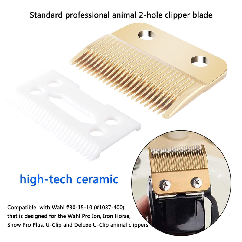 Clippers Blades Replacement Compatible with Wahl 30-15-10(#1037-400),Professional Animal Standard Adjustable Blade Set,Ceramic Dog Blade Set,2 Set(Gold /Silver) - BeesActive Australia