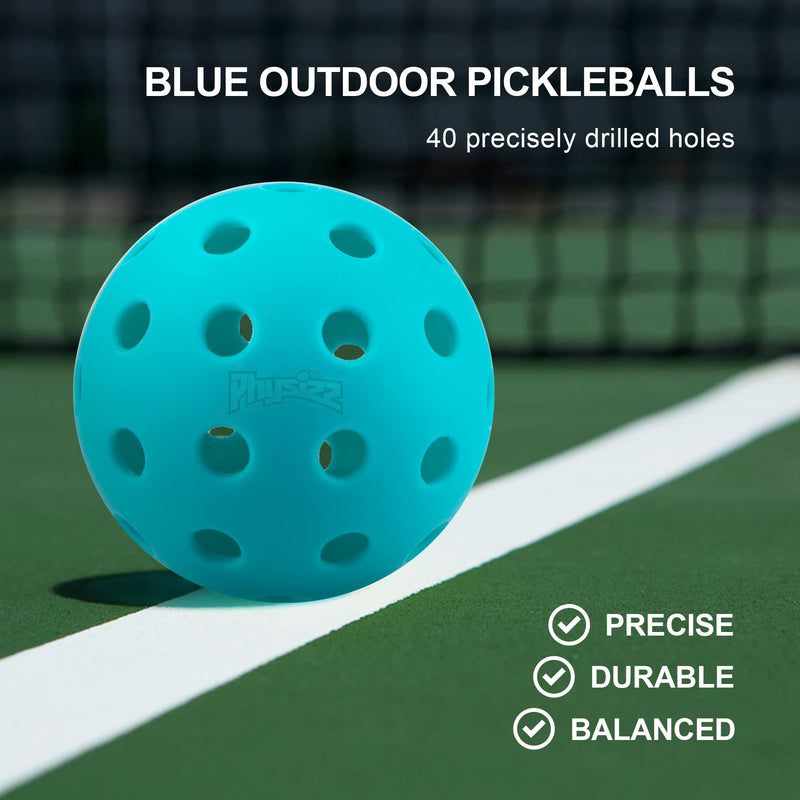 Pickleballs | PHYSIZZ Pickleball Balls | Outdoor or Indoor Pickle Ball Set | USAPA Approve Pickleball 4 Blue Outdoor Pickleball - BeesActive Australia