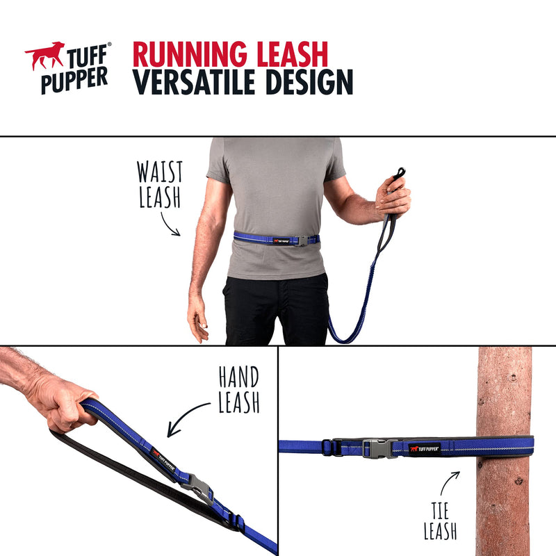 Tuff Pupper Hands Free Bungee Dog Leash | Lightweight for Running Jogging Walking | Adjustable Padded Waist Belt (24-50 inch) | Bungee Stretch 3 to 6 Feet | Strong Ballistic Nylon w/ Reflective Strips - BeesActive Australia