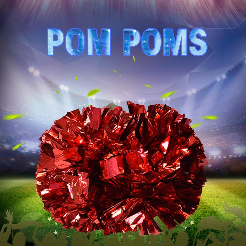 [AUSTRALIA] - Dilwe Cheerleader Pom Poms, 1 Pair 8 Colors Quality Plastic Cheerleader Aerobics Hand Flower Ball for Games School Sports Competition Red 