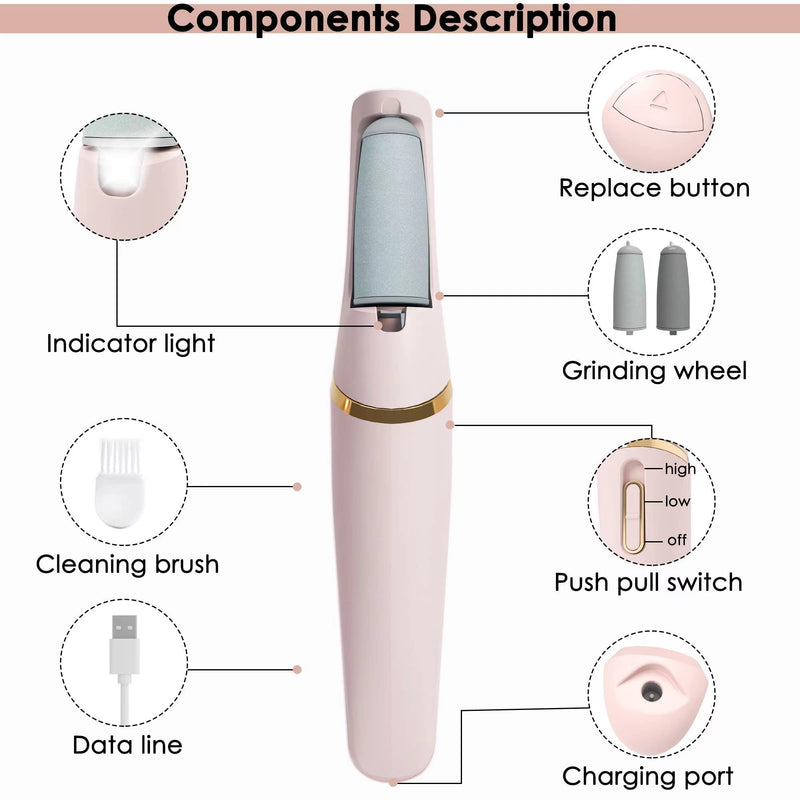 Foot File,Dongxw Electric Foot Callus Remover USB Rechargeable Waterproof Hard Skin Remover Foot with 2 Rollers LED Light,8 in 1 Foot Scraper Foot Care Gift Kit for Cracked Heels Calluses Dead Skin 1 count (Pack of 1) - BeesActive Australia