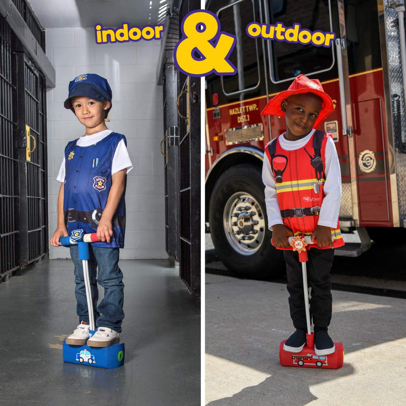 [AUSTRALIA] - Flybar Pogo Hopper Pretenders- Pogo Hopper with Real Siren Sound and Flashing Lights - Indoor and Outdoor Fun for Ages 3 and Up (Fireman Pogo Only) Fireman Pogo Only 