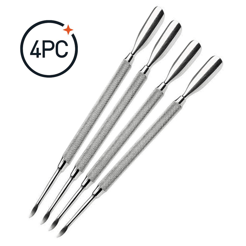 Cuticle Pusher Dual Sided - Sharp Edge Spoon Shaped Double Ended Cuticle Pusher Remover Trimmer Surgical Medical Grade Stainless Steel Manicure Pedicure Nail Art Care Tools (4 Pc Set) By Zeepk - BeesActive Australia