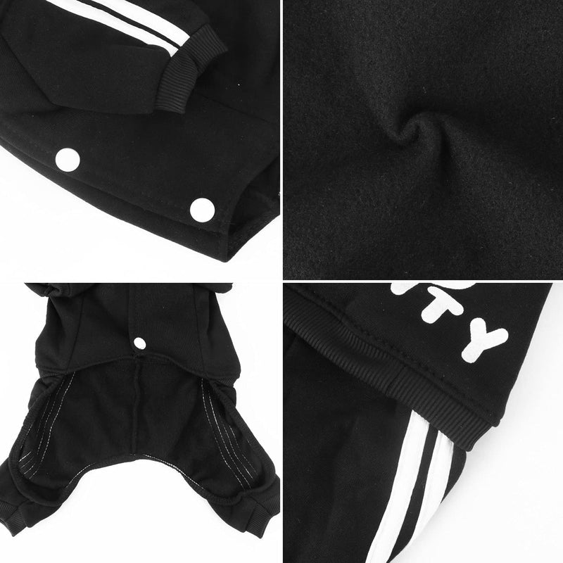 Otunrues Dog Hoodie, Dog Clothes Sweater 4 Legs Dog Jumpsuit Fleece Sweatshirt Security Patterns Dog Outfit Dog Winter Clothes Cotton Puppy Hoodies for Small Medium Large Dogs Cats Apparel Black - BeesActive Australia