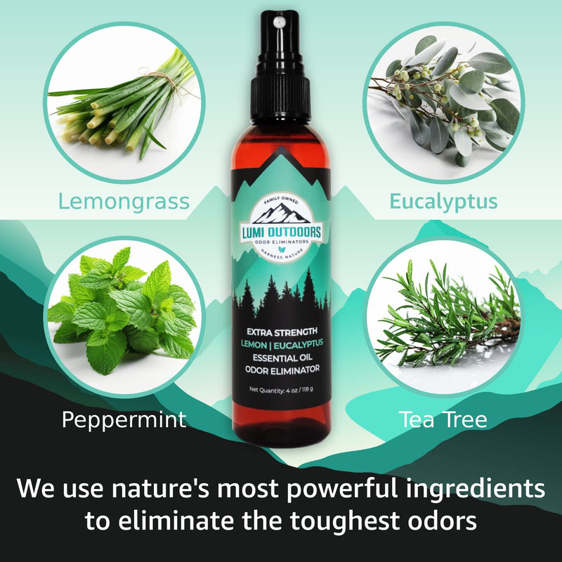 Lumi Outdoors Natural Shoe Deodorizer Spray & Foot Odor Eliminator- Extra Strength- Eucalyptus Lemongrass - BeesActive Australia