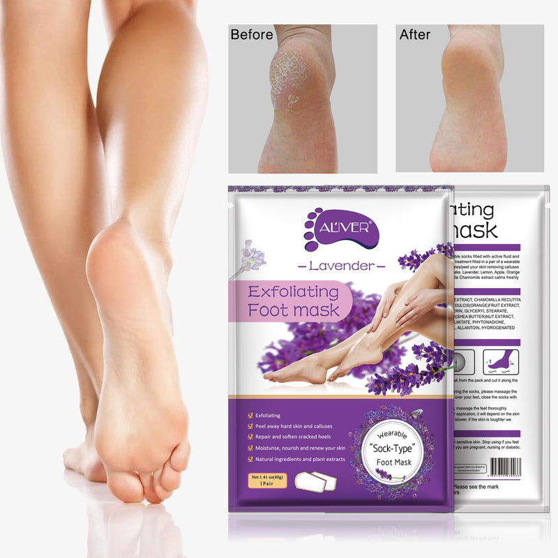 5 Pairs Foot Peel Mask,Peeling Away Calluses and Dead Skin Cells -Exfoliating Foot Mask, Baby Soft Smooth Touch Feet-Men Women (LAVENDER) - BeesActive Australia