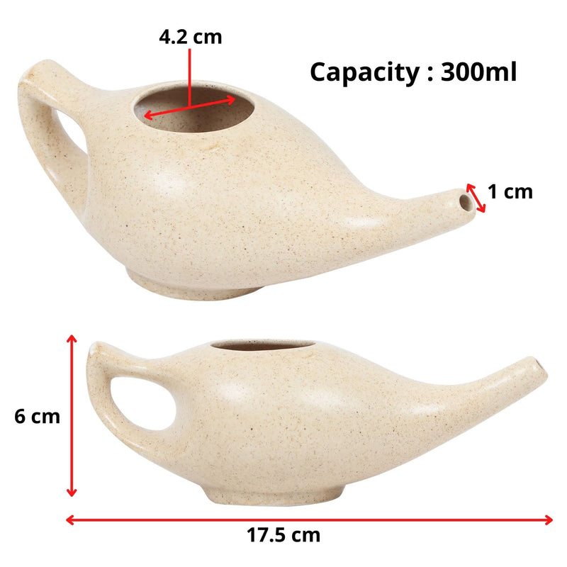 WHOLELIFEOBJECTS Leak Proof Durable Porcelain Ceramic Neti Pot Hold 230 Ml Water Comfortable Grip | Microwave and Dishwasher Safe eco Friendly Natural Treatment for Sinus and Congestion (Brown Matt) Brown Mat - BeesActive Australia