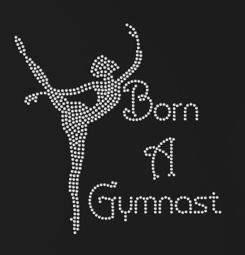 [AUSTRALIA] - Girl's Crystallized Born A Gymnast Gymnastics Hoodie Dance Kids Hoody Varsany Black 7-8 Years 