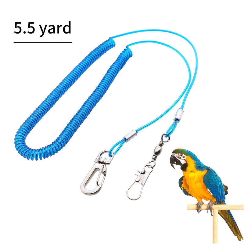 Wishlotus Parrot Flying Rope, 5 Meters Parrot Foot Chain Flying Training Leash Outdoor，Anti-Bite Elastic String Training Harness for Agapornis Fischeri Cockatiels Starling Birds blue - BeesActive Australia