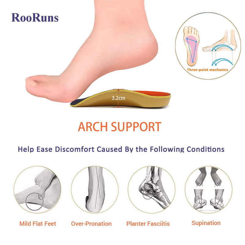 Orthotic Inserts 3/4 Length, Plantar Fasciitis Insoles with Metatarsal Pads Heel Cushion for Men and Women, High Arch Support Shoe Inserts for Flat Feet, Overpronation, Walking Running, M Medium (6-9.5 UK) - BeesActive Australia