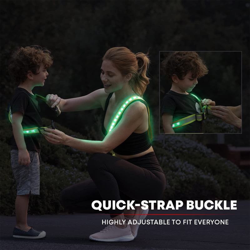 Illumiseen LED Belt Sash | High Visibility LED Lights, 8 Colors & 2 Lighting Modes | Adjustable & USB Rechargeable X-Large (50 - 66' / 128 - 167cm) Neon Yellow - BeesActive Australia
