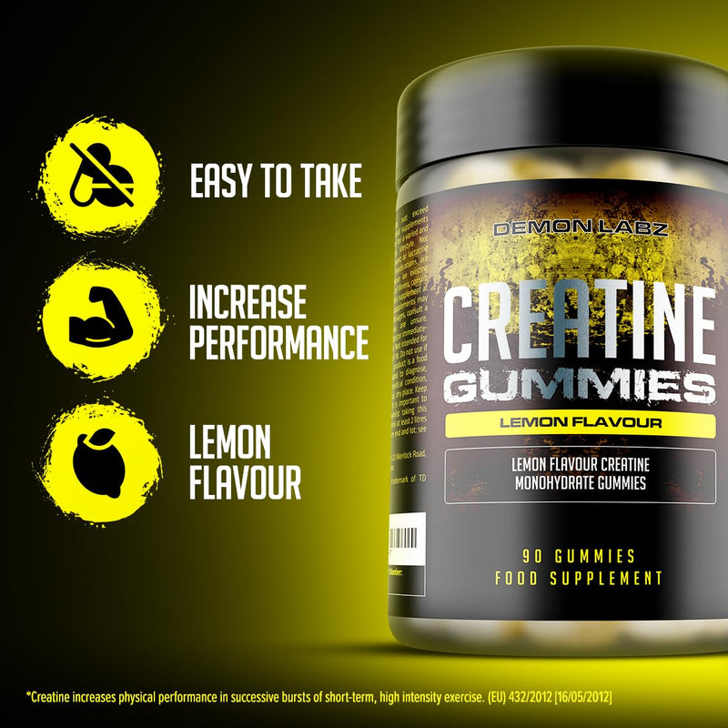Demon Labz Creatine Gummies - 90 Gummies, Lemon Flavour, Creatine Monohydrate for Men & Women - BeesActive Australia