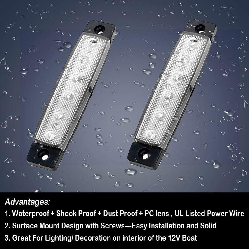 [AUSTRALIA] - Shangyuan Marine Boat Lights, Utility Led Interior Lights For Boat Deck Courtesy Transom Cockpit Light, 12v Waterproof Marine Lighs For Yacht Fishing Pontoon Boat Sailboat Kayak Bass Boat Vessel, 6Pcs white 