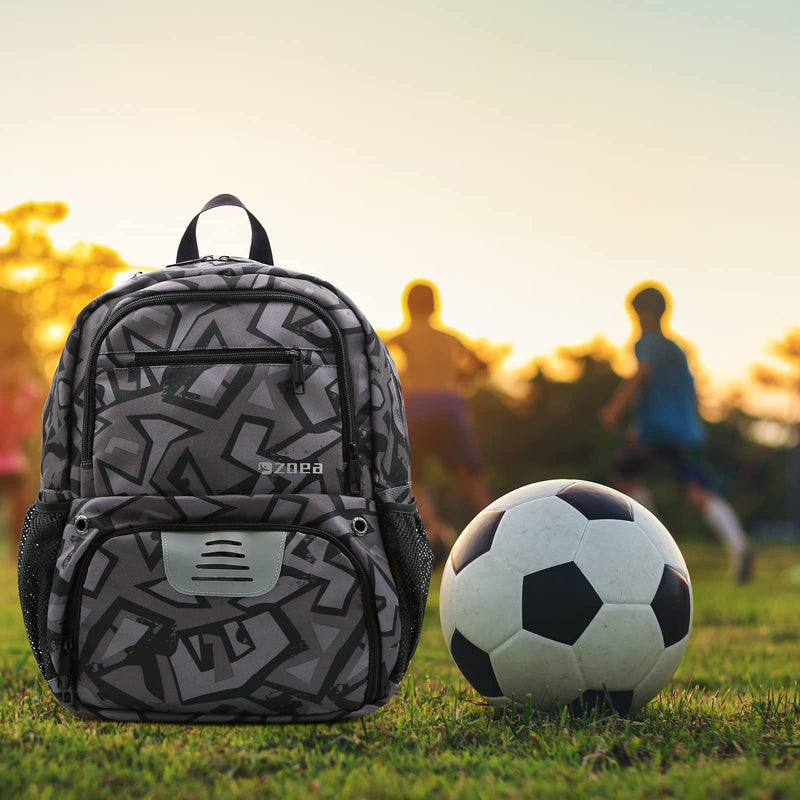 ZOEA Youth Soccer Bags - Boys Girls Backpack for Soccer, Basketball & Football & Volleyball with Ball Compartment Camouflage Black - BeesActive Australia