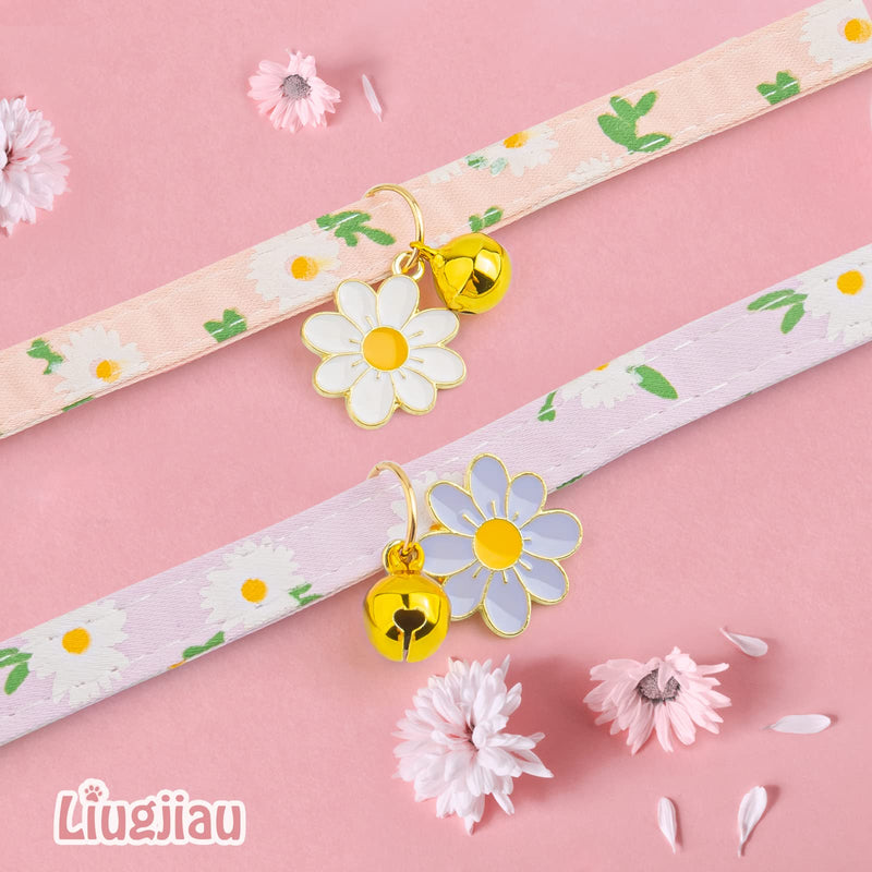 2 Pack Cotton Cat Collar Breakaway with Bell, Cute Cat Collar Kitten Collar,Ideal for Girl Cats Boy Cats Pink&Purple - BeesActive Australia
