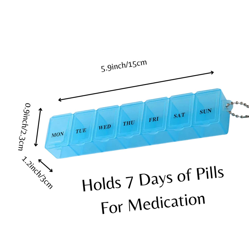 7 Day Weekly Pill Box Organiser Travel Dosset Box Portable Tablet Organiser Medicine Storage Box Pill Dispenser | Medication Organizer - 1 Times a Day for Pills/Fish Oil/Vitamins/Cod Liver Oil (Blue) Blue - BeesActive Australia