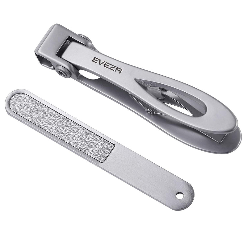 Evezr STRAIGHT EDGE Wide Jaw Nail Clippers, Heavy Duty 15mm Opening Clippers For Cutting Thick And Tough Toenails Or Fingernails, Stainless Steel Clipper And Nail File For Pedicure.… (Silver) - BeesActive Australia